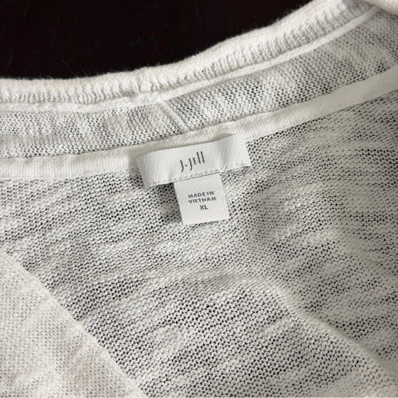 J. Jill XL White Linen Cotton Short Sleeve Open Front Knit Cardigan Sweater - Picture 6 of 10